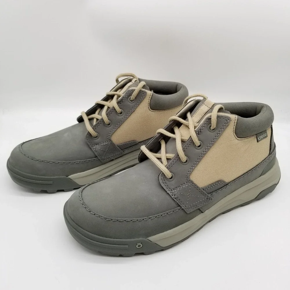 Oboz‎ Footwear Men Burke Chukka Boots Sz 9 Gray  Leather Gray Lace Up Ankle